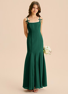 Azazie Evey Junior Abito Sirena in Chiffon Plissettato Smeraldo image4