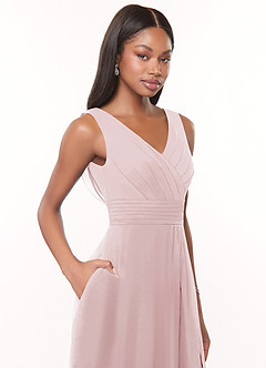 Azazie Karina Bridesmaid Dresses Blushing Pink A-Line Pleated Chiffon Dress image5