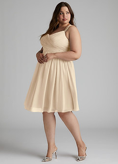Azazie Angie Bridesmaid Dresses Champagne A-Line Corset Chiffon Dress image13
