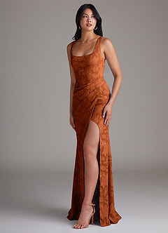 Azazie Mero Suknie dla druhen Osłona Pofałdowany Kwiatowe wypalenie Do ziemi Sukienka image2