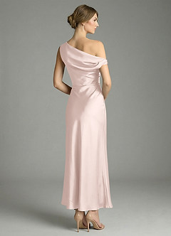 Azazie Emerson Bridesmaid Dresses Blushing Pink Mermaid Off the Shoulder Stretch Satin Dress image6