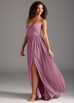 Azazie Zeya Brautjungfernkleider A-Linie Plissee Gittergewebe Kleid Vintage Mauve image1