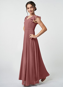 Azazie Claudine Junior Desert Rose A-Line Pleated Chiffon Dress image3