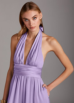Azazie Oli Brautjungfernkleider Plissee Stretch-Satin Overall/Jumpsuit Flieder image6