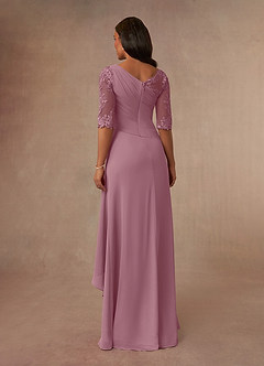 Azazie Dionysus Mother of the Bride Dresses Vintage Mauve A-Line Boatneck Lace Chiffon Dress image3