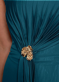 Azazie Dinanta Mother of the Bride Dresses Ink Blue Column Pleated Chiffon Dress image8