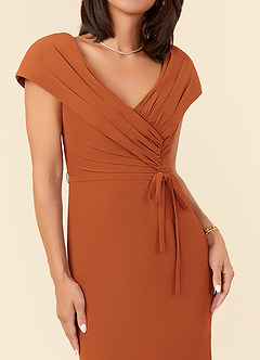 Azazie Bailora Vestidos para mãe da noiva Vestir Canela de Chiffon de sereia com Ruched image4