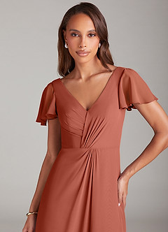 Azazie Soren Bridesmaid Dresses Clay A-Line Ruched Chiffon Dress image6