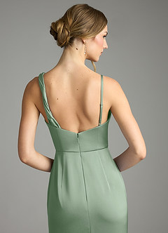 Azazie Samara Brautjungfernkleider Meerjungfrau-Linie Plissee Stretch-Satin Kleid Matcha image6