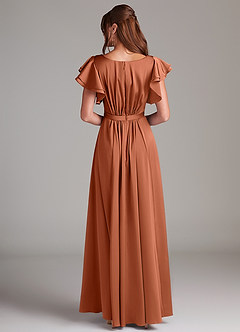 Azazie Daphne Modest Bridesmaid Dresses A-Line Ruched Stretch Satin Floor-Length Dress image6