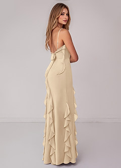 Azazie Malia Brautjungfernkleider Etui Gestreift Chiffon Kleid Champagner image5