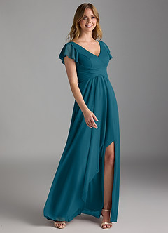Azazie Omari Robes de demoiselle d'honneur Robe Trapèze en Maille Bleu Encre image2