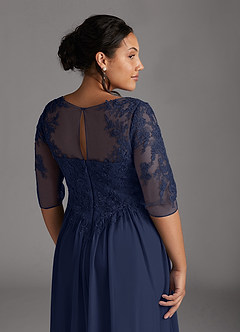 Azazie Harriet Mother of the Bride Dresses Dark Navy A-Line Scoop lace Mesh Dress image8