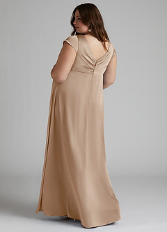 Azazie Allessia Maternity Bridesmaid Dresses A-Line Pleated Stretch Satin Floor-Length Dress image9