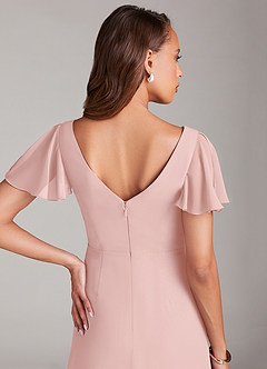 Azazie Soren Bridesmaid Dresses Powder Pink A-Line Ruched Chiffon Dress image13