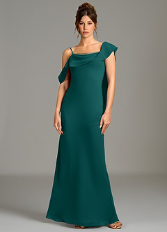 Azazie Kinu Bridesmaid Dresses Peacock Mermaid Corset Chiffon Dress image1