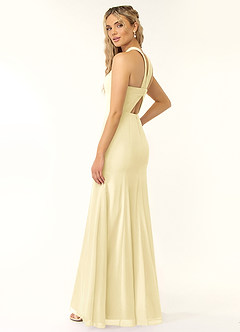 Azazie Rue Robes de demoiselle d'honneur Robe Trapèze en Mousseline de soie Dos nu Sorbet Citron image4