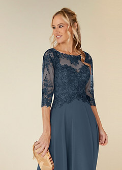 Azazie Monza Kleider für die Brautmutter A-Linie Spitze Chiffon Kleid Neptunblau image6
