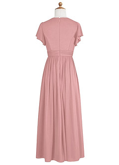 Azazie Mosley Junior Vestido de Rosa Polvorienta de Malla de Corte En A con Volante image8