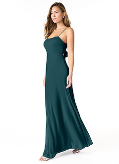 Azazie Rae Bridesmaid Dresses Pine A-Line Bow Mesh Dress image4