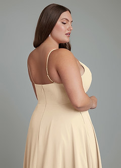 Azazie Amani Brautjungfernkleider A-Linie Plissee Chiffon Kleid Champagner image7