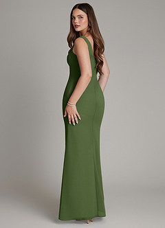 Azazie Hadley Bridesmaid Dresses Olive Mermaid Pleated Chiffon Dress image5