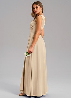 Azazie Phaedra Bridesmaid Dresses Champagne A-Line One Shoulder Chiffon Dress image6