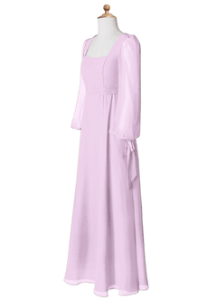 Azazie Leonia Junior Frosted Lilac A-Line with Pockets Chiffon Dress image9