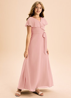 Azazie Lainey Junior Rosette A-Line with Pockets Chiffon Dress image1