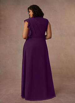 Azazie Narine Mother of the Bride Dresses Grape A-Line High Neckline Pleated Chiffon Dress image13