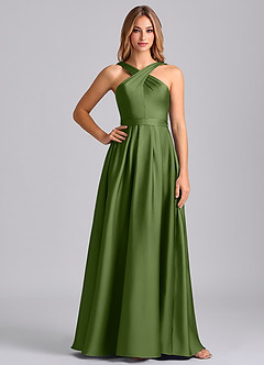 Azazie Dixie Bridesmaid Dresses Juniper A-Line Pleated Stretch Satin Dress image3