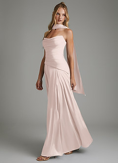 Azazie Gabriela Brautjungfernkleider A-Linie Korsett Stretch-Satin Kleid Zartrosa image6