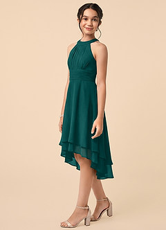 Azazie Linna Junior Peacock A-Line Pleated Chiffon Dress image3