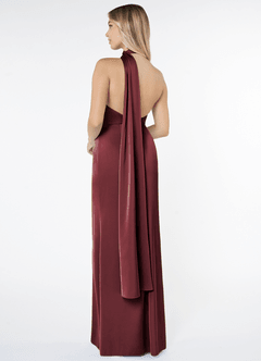 Azazie Kaylani Bridesmaid Dresses Merlot Mermaid High Neck Stretch Satin Dress image2