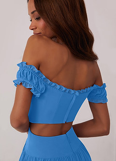 Barbie ♥ Azazie Brautjungfernkleider Wandelbar A-Linie Schulterfrei Chiffon Kleid Blauhäher image6
