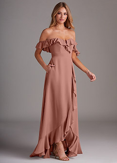 Azazie Lyra Bridesmaid Dresses Cedar Rose A-Line Chiffon Convertible Dress image6