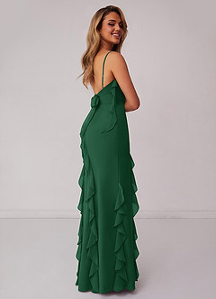 Barbie ♥ Azazie Bridesmaid Dresses Dark Green Sheath Bow Chiffon Dress image2