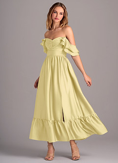 Azazie Anaya Brautjungfernkleider Wandelbar A-Linie Herzausschnitt Stretch-Satin Kleid Zitronensorbet image3