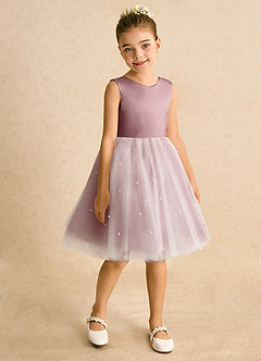 Azazie Esme Robe Demoiselle D'honneur Fillette Robe Princesse en Tulle Arc Rose Poussiéreuse image7