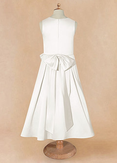 Azazie Ronda Final Sale Coral A-Line Pleated Matte Satin Dress image7