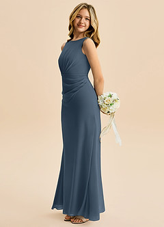 Azazie Floris Junior Linia A Pofałdowany Szyfon Długość podłogi Młodsza druhna Sukienka image5