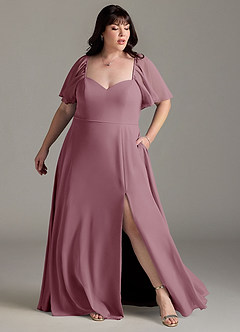 Azazie Chloe Bridesmaid Dresses Vintage Mauve A-Line Sweetheart Neckline Chiffon Dress image9