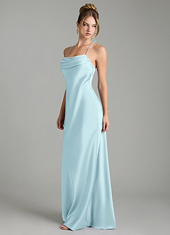 Azazie Mae Bridesmaid Dresses Cloud Blue Mermaid Pleated Stretch Satin Dress image4