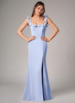 Azazie Callie Bridesmaid Dresses Ice Mermaid Side Slit Chiffon Convertible Dress image1