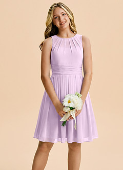 Azazie Bibiane Junior Frosted Lilac A-Line Pleated Chiffon Dress image1