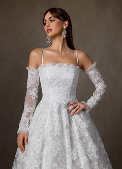 Azazie Hinata Vestidos de novia Vestido de Diamante Blanco de Encaje de Corte Princesa con Sin tirantes image7