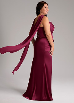 Azazie Sorrel Bridesmaid Dresses Burgundy Mermaid Strapless Stretch Satin Convertible Dress image8