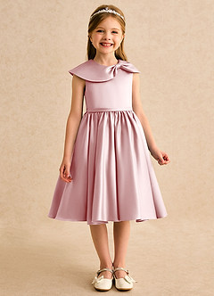 Azazie Acorn Flower Girl Klänningar Klä A-Line i Matt satäng Plisserad image3