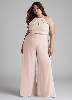 Azazie Kenzi Bridesmaid Dresses Rose Petal Pleated Chiffon Jumpsuit image8