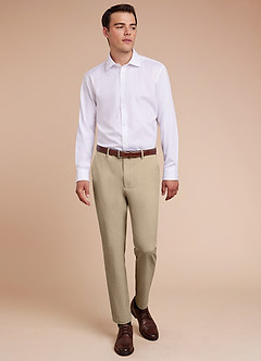 front Miles Tan Seersucker Dress Pants